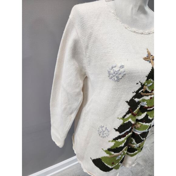 Le Moda Cream Size Large Sweater Christmas Tree - Picture 5 of 14